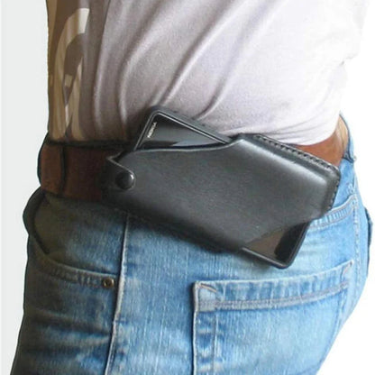 Leather Men’s Phone Case Pouch, Belt Waist Bag for iPhone, Cellphone Holster, Wallet & Purse Waist Pack Holder