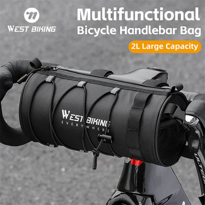 WEST BIKING Large Capacity Bike Front Bag: Waterproof Multifunction Cycling Handlebar Storage for Road and MTB Bicycles