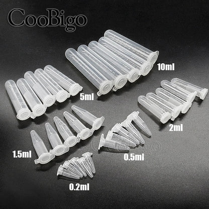0.2-10ML Plastic Seed Storage Bottles — Transparent Centrifuge Tube Containers with Caps