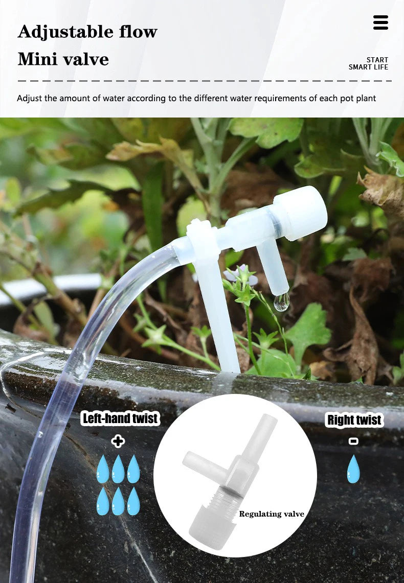 Garden Drip Irrigation Kit — Water-Saving Micro Dripper System with Regulating Valve and 4/7mm Hose for Potted Plants and Greenhouse