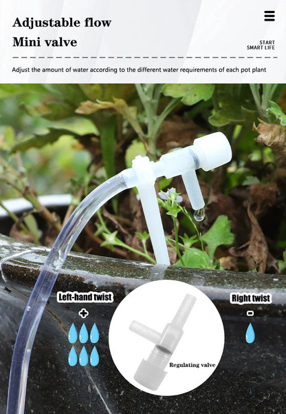 Garden Drip Irrigation Kit — Water-Saving Micro Dripper System with Regulating Valve and 4/7mm Hose for Potted Plants and Greenhouse