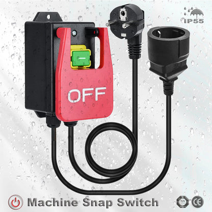 Single Phase Safety Zero Voltage Switch with Plug - Machine Switch for Quick Power Off on Lathe, Milling Table, Cutter (220V-250VAC)