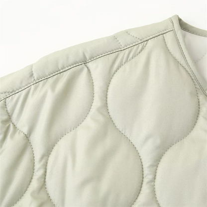 PB&ZA2024 Women's Autumn Cotton Jacket – Quilted Coat with Round Neck, Loose Fit & Pocket Decoration