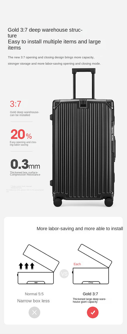 COLENARA Aluminum Frame Suitcase — High-Quality Large Capacity Trolley Travel Bag, 24", 26", 28", 30" Rolling Luggage
