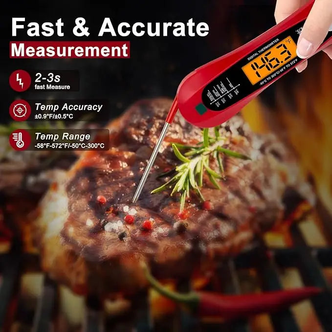 Instant Read Digital Meat Thermometer – Fast, Precise Cooking Thermometer with Backlight & Magnet