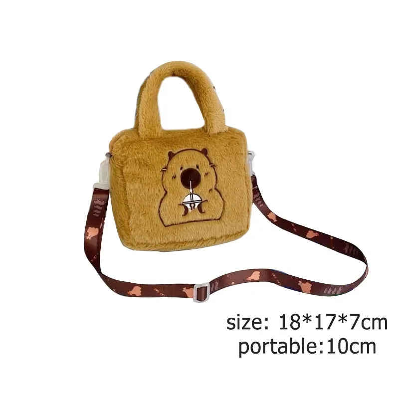 Kawaii Capybara Plush Backpack – Women’s Cartoon Crossbody & Large Capacity Tote Bag