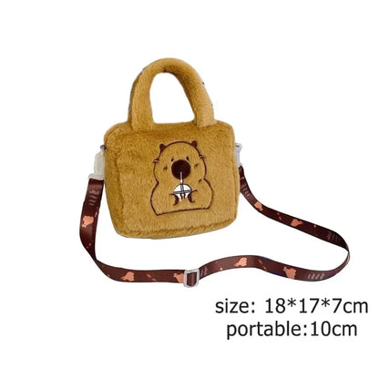 Kawaii Capybara Plush Backpack – Women’s Cartoon Crossbody & Large Capacity Tote Bag