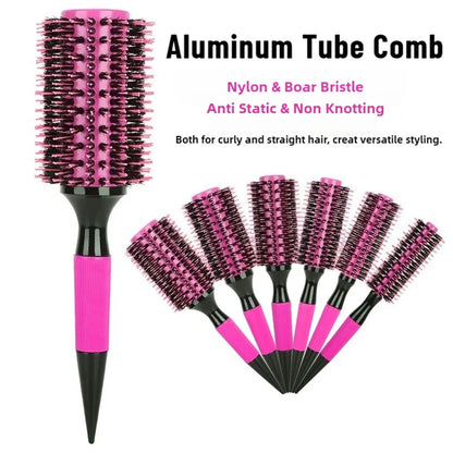 Barbershop Round Tube Curly Hair Rollers – Salon Hair Comb & Styling Brush for Hairdressing