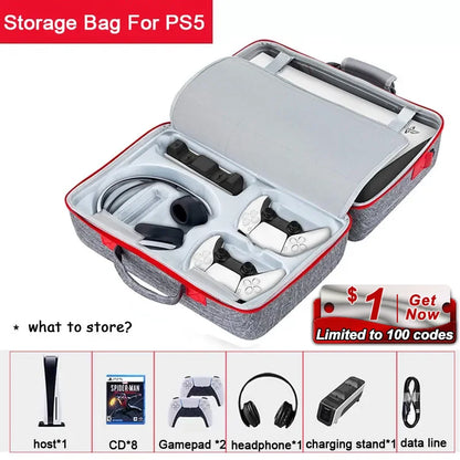 Carrying Case for PS5 - Protective Travel Storage Bag for Gamepad, Console, Controller, and Headphones, PlayStation 5 Accessories