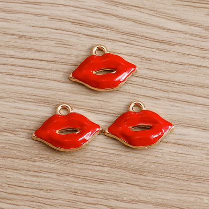 10PCS Cute Enamel Lips & Lipstick Charms – Pendants for Jewelry Making, Earrings, Necklaces & Bracelets DIY Crafts