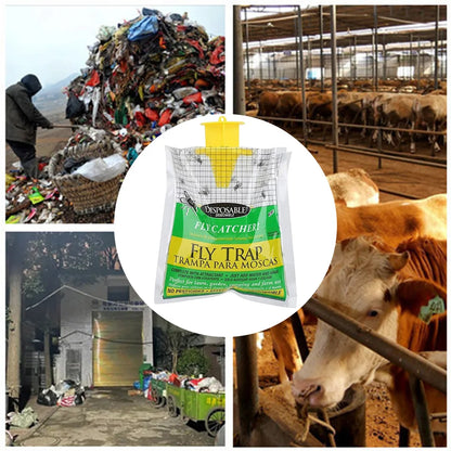 Hanging Fly Catcher Bags – Non-Toxic, Water-Soluble Disposable Fly Traps for Home & Garden