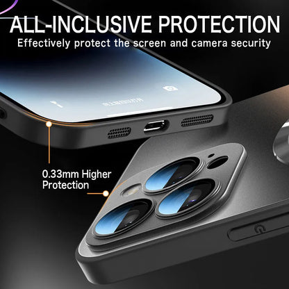 Tempered Glass Matte MagSafe Case — Shockproof Magnetic Wireless Charging Cover for iPhone 14–16 Pro Max
