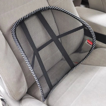 Black Mesh Back Lumbar Support Cushion - Massage Pad for Car Seat, Office Chair, Car Driver Comfort