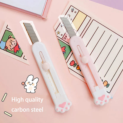 Kawaii Mini Pocket Cat Paw Utility Knife - Paper Cutter, Craft Wrapping, Refillable Blade Stationery, Big Sale