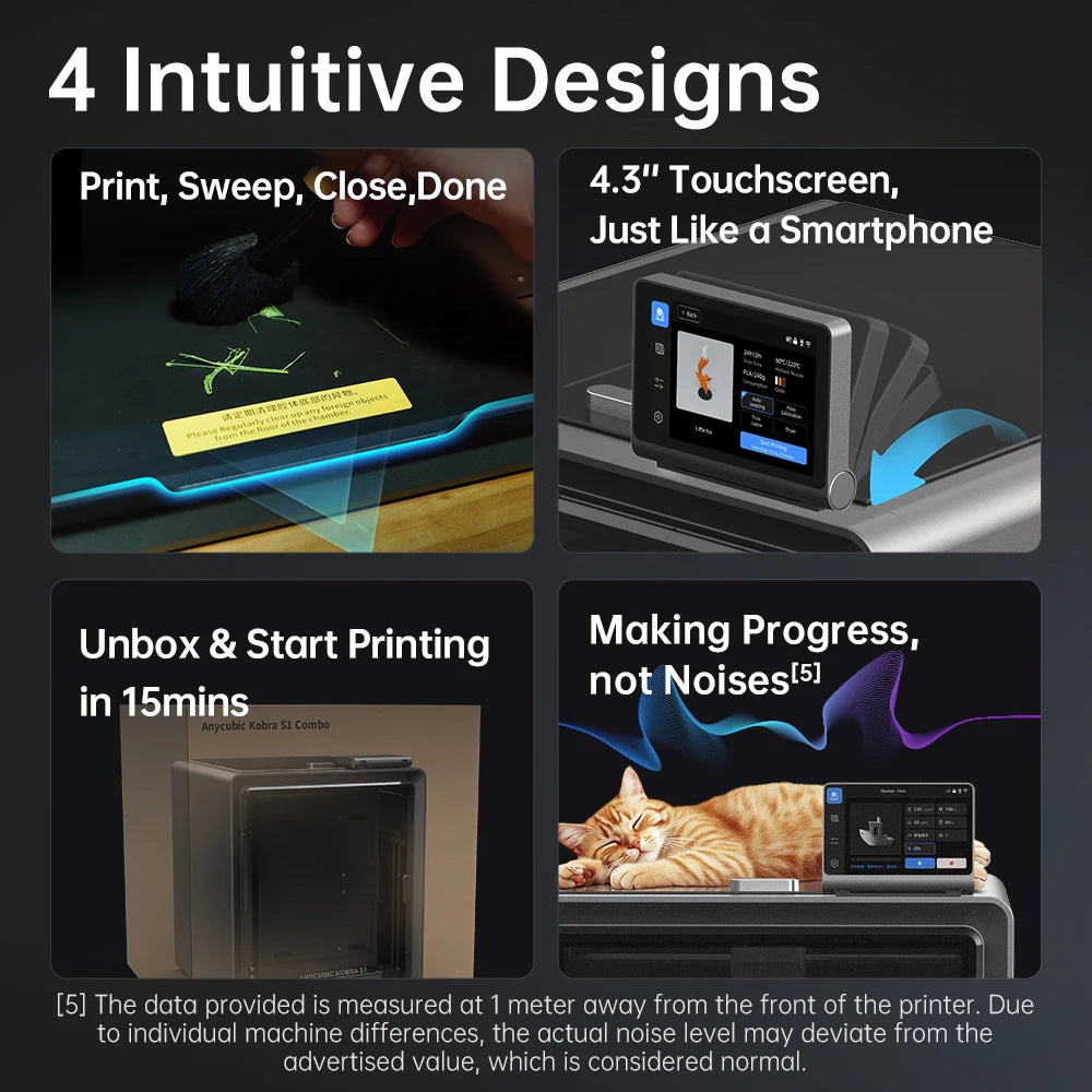 Anycubic Kobra S1 Combo Multi-Color 3D Printer – High Precision Core XY, Ultra-Quiet, Max Speed 600mm/s, Stable Structure