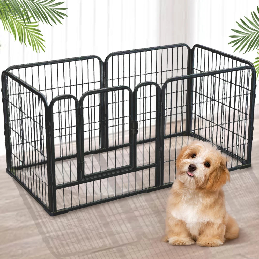 6-Panel Heavy Duty Foldable Pet Exercise Fence — Puppy Kennel Cage & Metal Barrier for Dogs, Cats, Rabbits