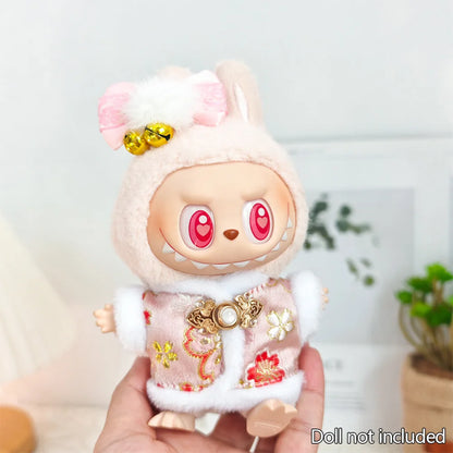 Labubu 1st & 2nd Generation Antique Hanfu Outfit Clothes with Vinyl Pendant for New Year's & Spring Festival