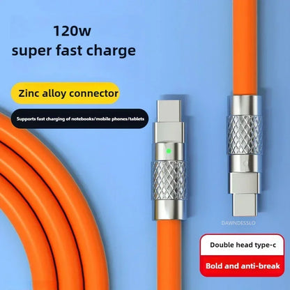120W 7A Super Fast PD USB-C to USB-C Cable — Liquid Silicone Charger for Xiaomi, Huawei (1M/1.5M/2M)