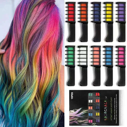 10/1PC Colorful Hair Chalk – Temporary Fashion Hair Dye Mascara for Girls
