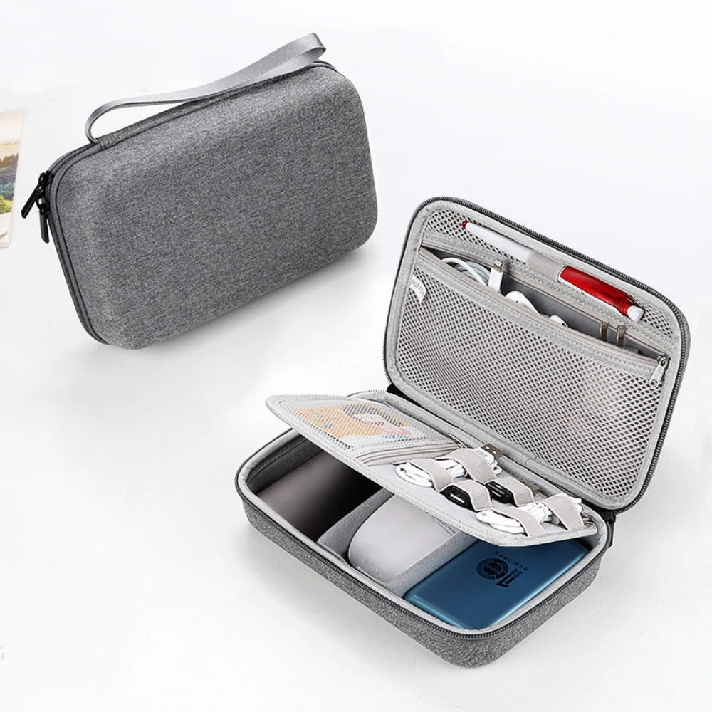 Large Capacity Travel Electronics Organizer – EVA Storage Bag for Tablet, Hard Disk, and Cables