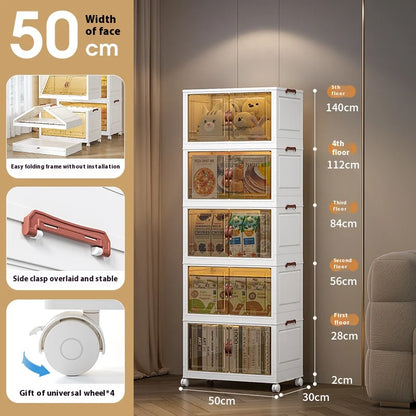 3/4/5 Layers Folding Cabinet Closet Organizer – Stackable Storage Box with Wheels, Large Capacity for Living Room Sundries