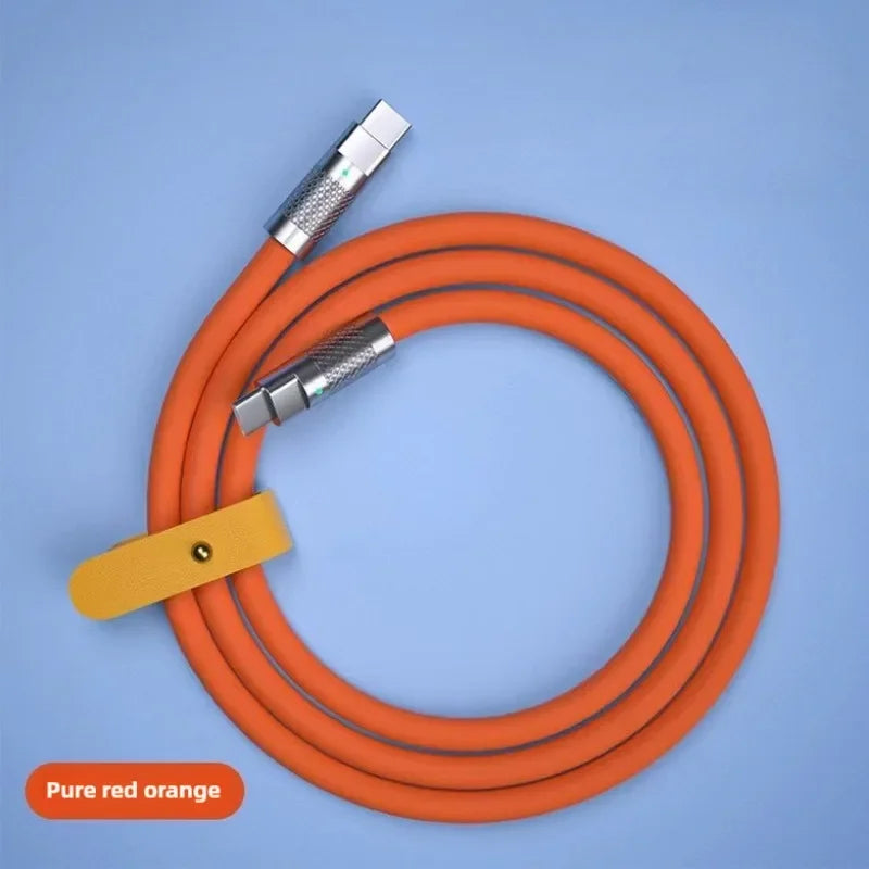 120W 7A Super Fast PD USB-C to USB-C Cable — Liquid Silicone Charger for Xiaomi, Huawei (1M/1.5M/2M)