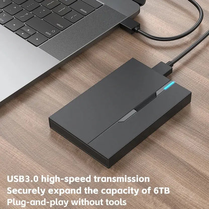 2.5" External Hard Drive Enclosure – USB 3.0 Case for 6TB SATA SSD/HDD, Supports 7mm & 9.5mm for Laptop & PC