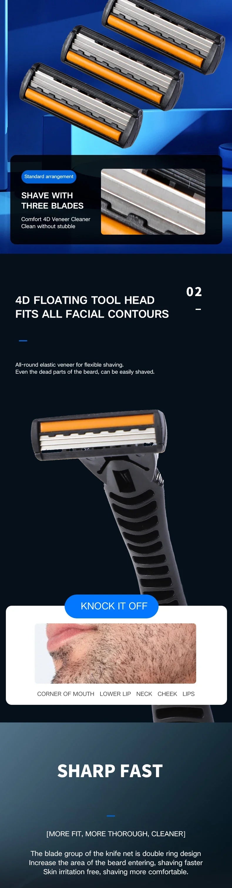 Men’s 3-Layer Reusable Safety Razor – Brand New Design with Imported B ...