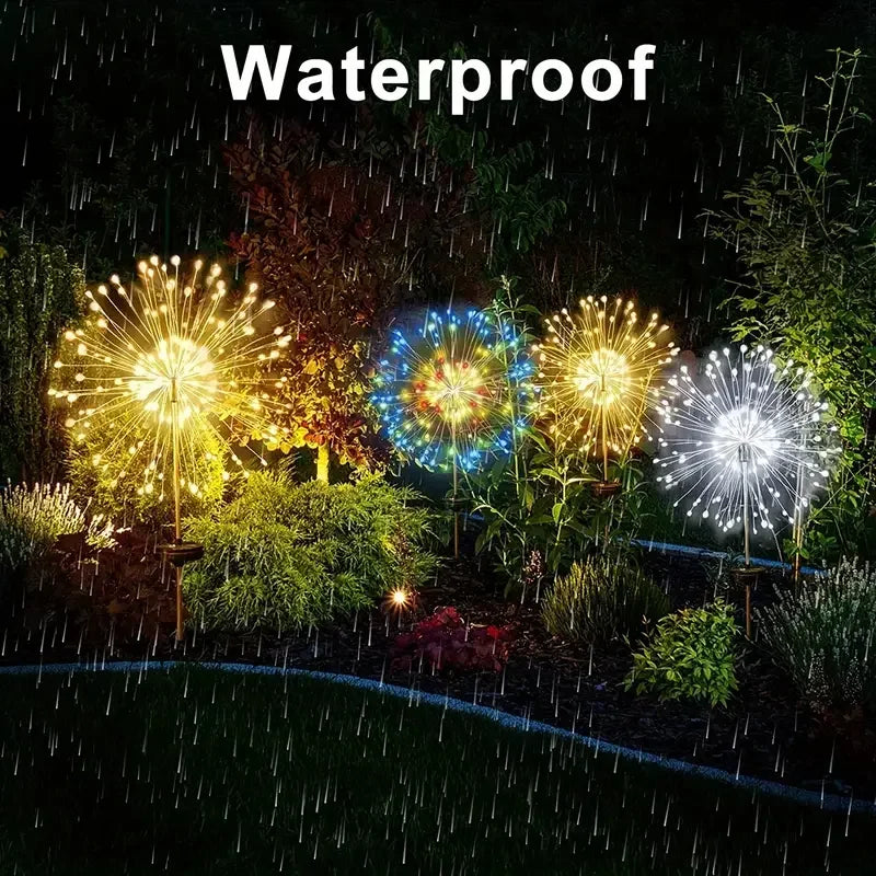 NEW 60LED Solar Fireworks Lights – Outdoor Waterproof Garden Lights with 8 Modes and Remote Control Decorative Lighting