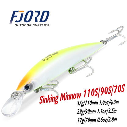 FJORD Heavy Sinking Minnow Fishing Lures – 110S 37g, 90S 29g, 70S 17g Saltwater & Freshwater Jerkbait