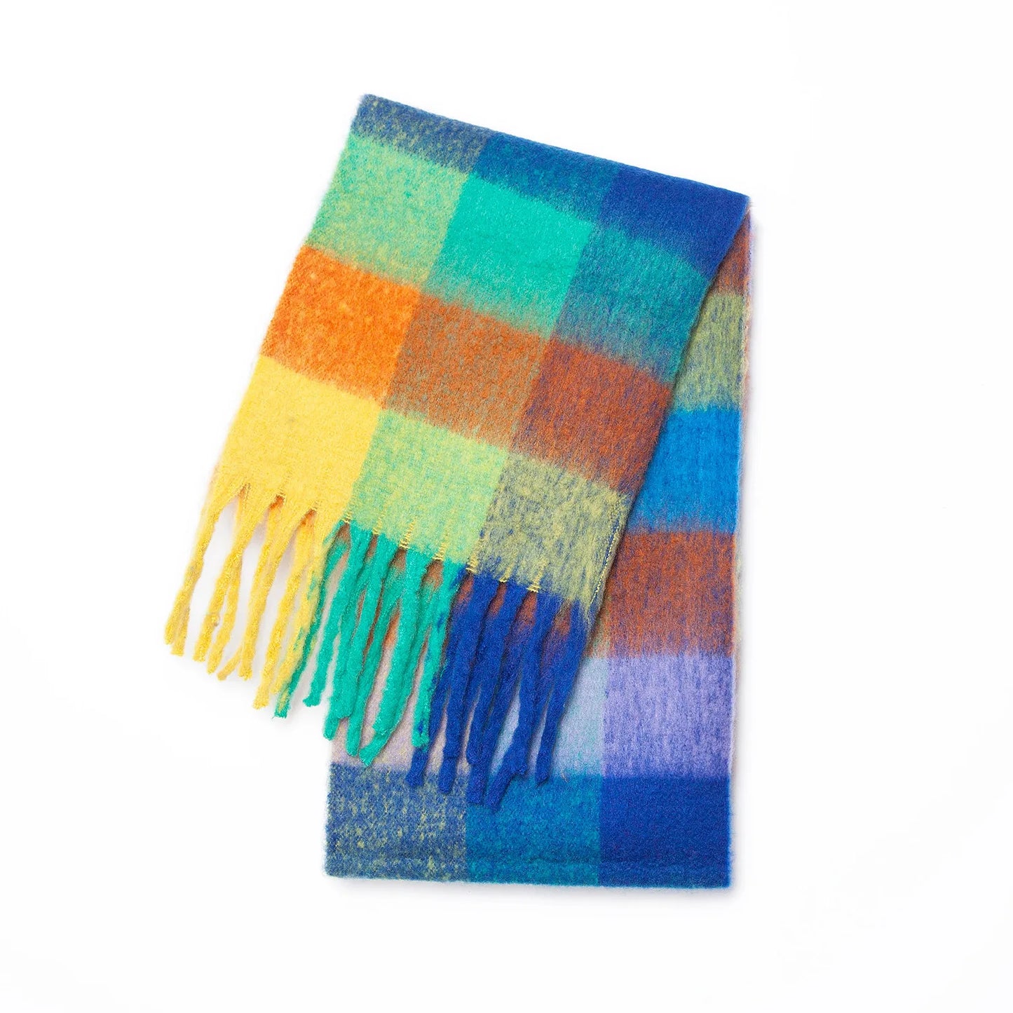 2025 Women's Winter Thick Cashmere Scarf – Warm Pashmina Shawl with Rainbow Tassels & Wraps