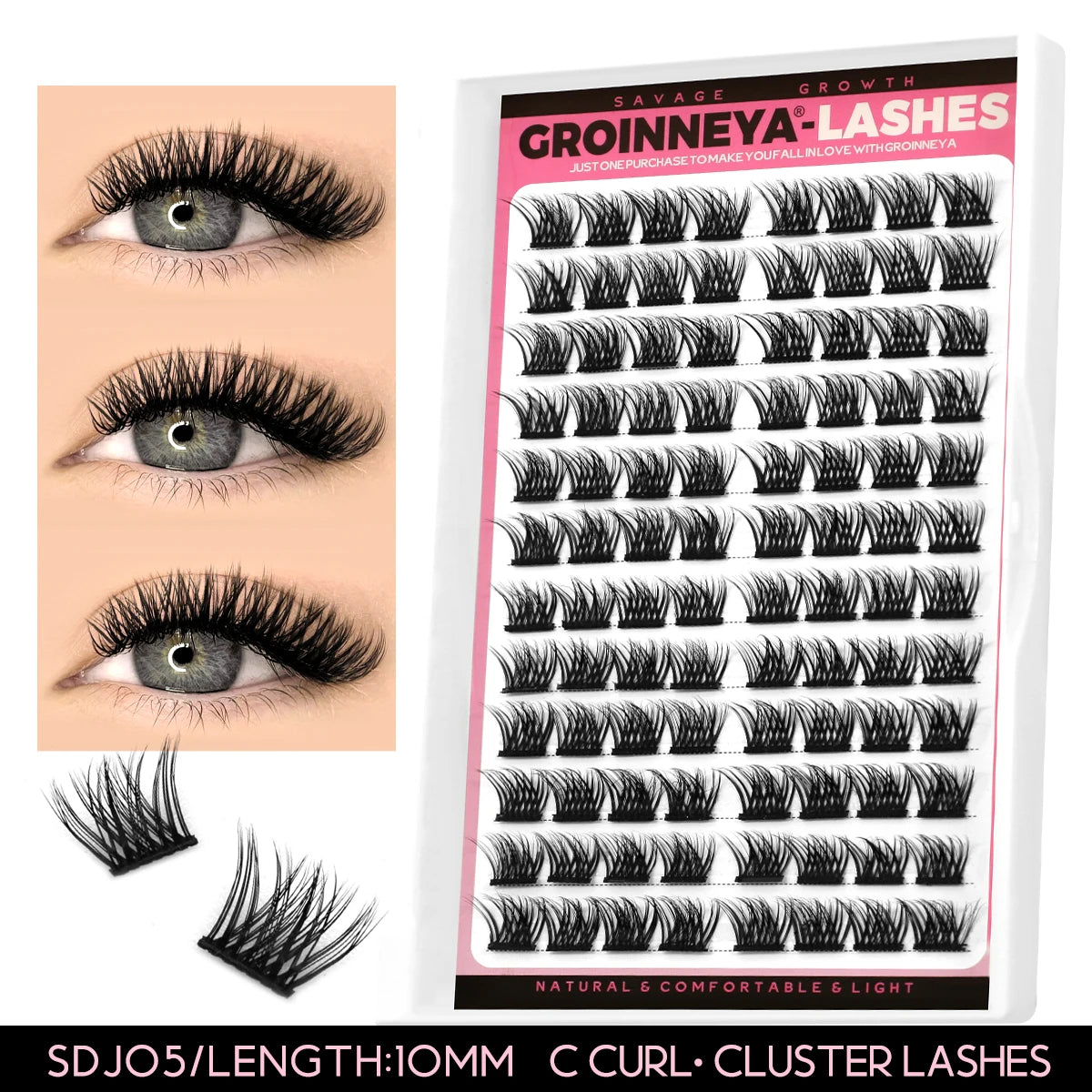 Lash Clusters Extension Kit – Fake Eyelashes Set with Lash Bond, Seal, and Applicator Tool for Makeup