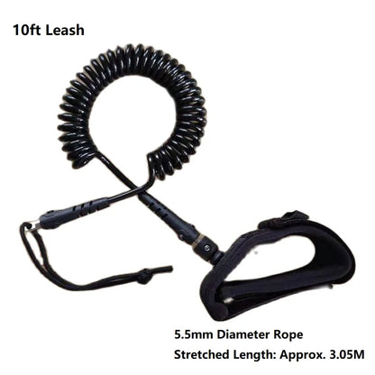 10ft SUP Ankle Leash — Elastic Coiled Leg Rope for Stand Up Paddle Boards & Surfboards
