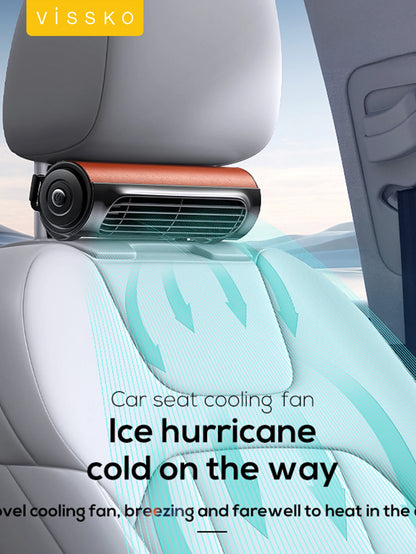 Vissko Portable Car Seat Fan – USB-Powered Headrest Cooling Air Fan with Adjustable Strap for Front & Rear Seats