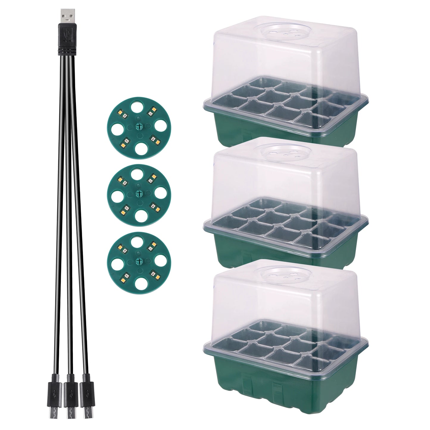 LED Grow Light with 6/12-Hole Seed Starter Trays — Indoor Plant Germination & Seedling Growing Box