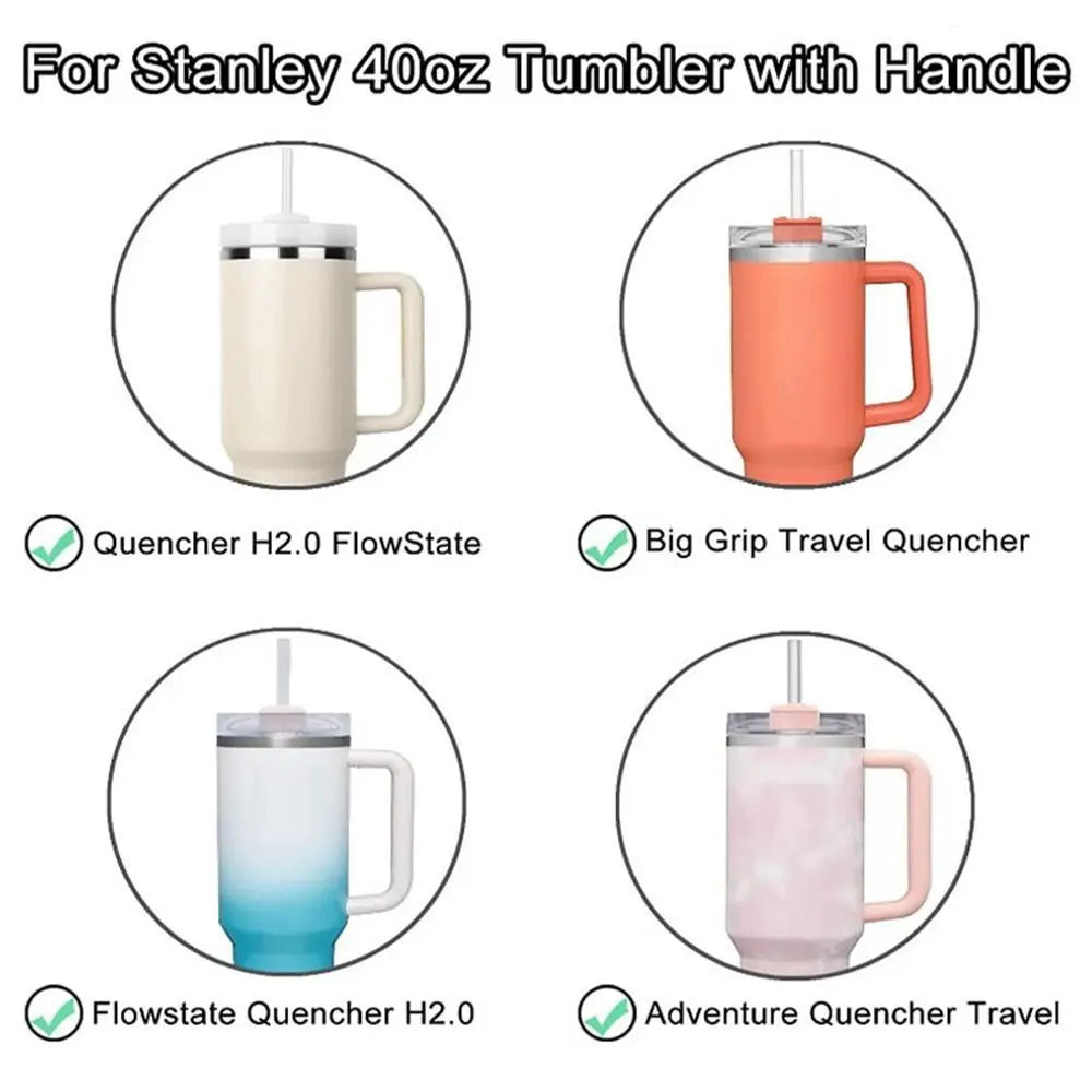 40oz Spill-Proof Tumbler Lid — Sealing Plastic Replacement for Stanley Quencher H2.0