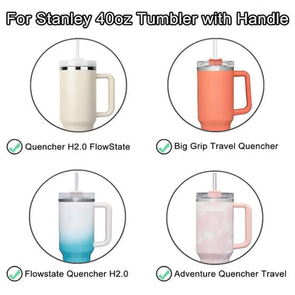 40oz Spill-Proof Tumbler Lid — Sealing Plastic Replacement for Stanley Quencher H2.0