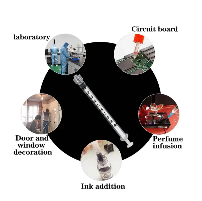100PCS 1ml Luer Lock Syringes – Sterilized Lab Injectors for Glue Dispensing & Sampling, Individual Packaging