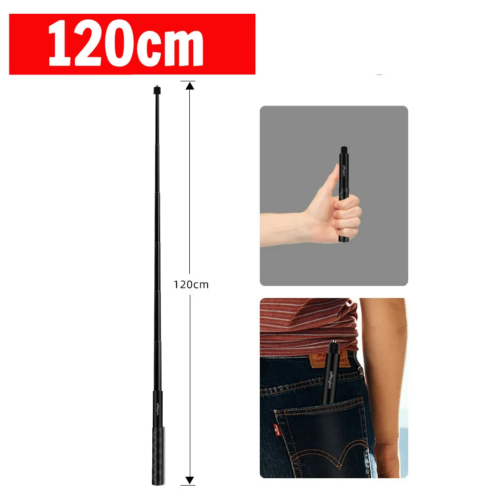 aMagisn 3M Invisible Selfie Stick - 1.2M Carbon Fiber Telescopic Monopod for DJI, GoPro, Insta360 X3/X4 Accessories