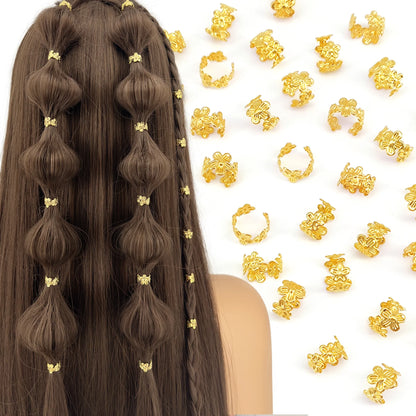 40pcs Vine Leaf Hair Braid Rings – Vintage Alloy Hair Pins for Dreadlocks, Women & Girls Summer Hair Accessories