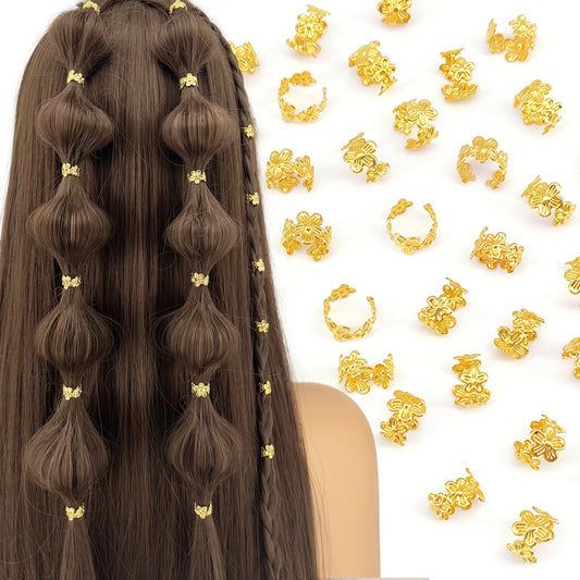 40pcs Vine Leaf Hair Braid Rings – Vintage Alloy Hair Pins for Dreadlocks, Women & Girls Summer Hair Accessories