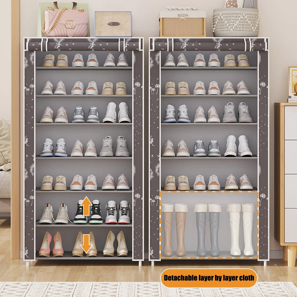 Dustproof Fabric Shoe Cabinet Organizer: Simple Multilayer Storage Rack for Shoes - Nonwoven Household Economical Shoe Rack Cabinet