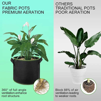 Non-Woven Grow Bags with Handles – 2/3/5/7/10 Gallon Vegetable & Flower Plant Pots