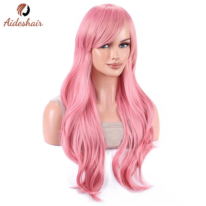 Aideshair Fashion Wigs 28" 70cm Long Wavy Curly Hair: Heat Resistant Cosplay Wig for Women - Includes Free Wig Cap