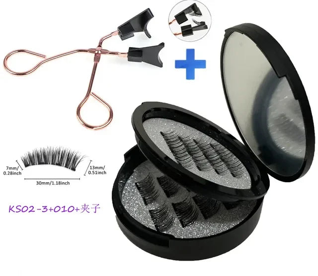 12PCS Magnetic False Eyelashes – Half Lashes Set with Double Box, Mirror & Applicator, Reusable Beauty Makeup