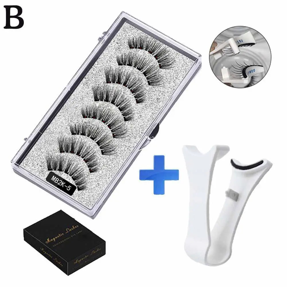 3D Natural Magnetic Eyelashes – 5 Magnetic Lashes with Handmade Gift Box, Reusable Extensions