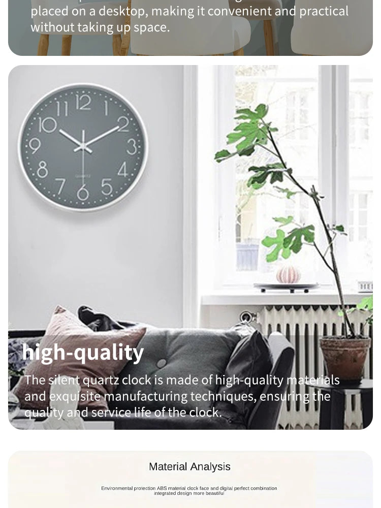 8-Inch Silent Digital Wall Clock – Minimalist Quartz Cubic Clock for Home Decoration