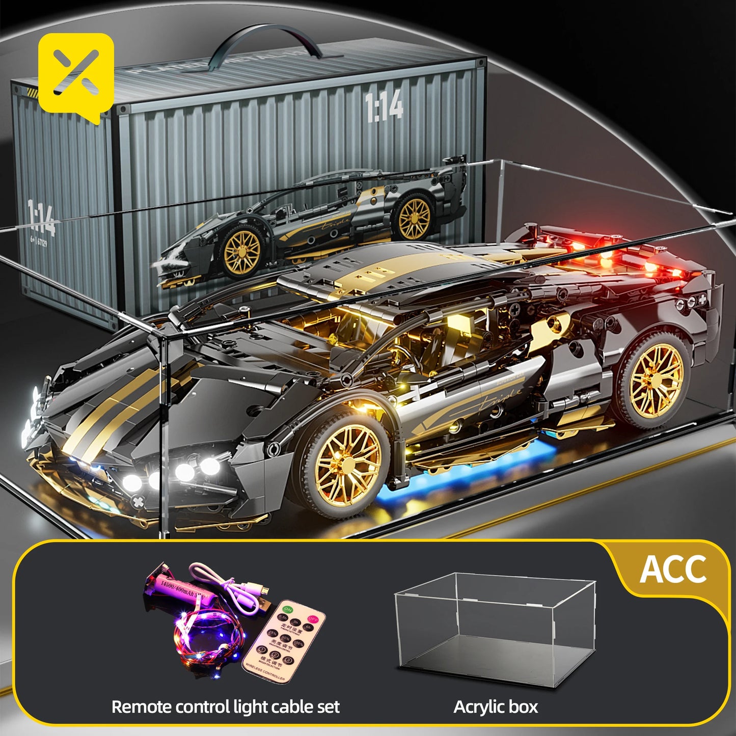 ToylinX 1:14 Supercar Building Block Toy – Optional Power Group, Technology Design for Adults & Kids, Christmas Gift with Box