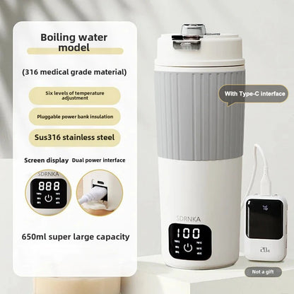 650ml Portable Electric Kettle — Travel Water Boiler with Temperature Control, LED Display Smart Teapot