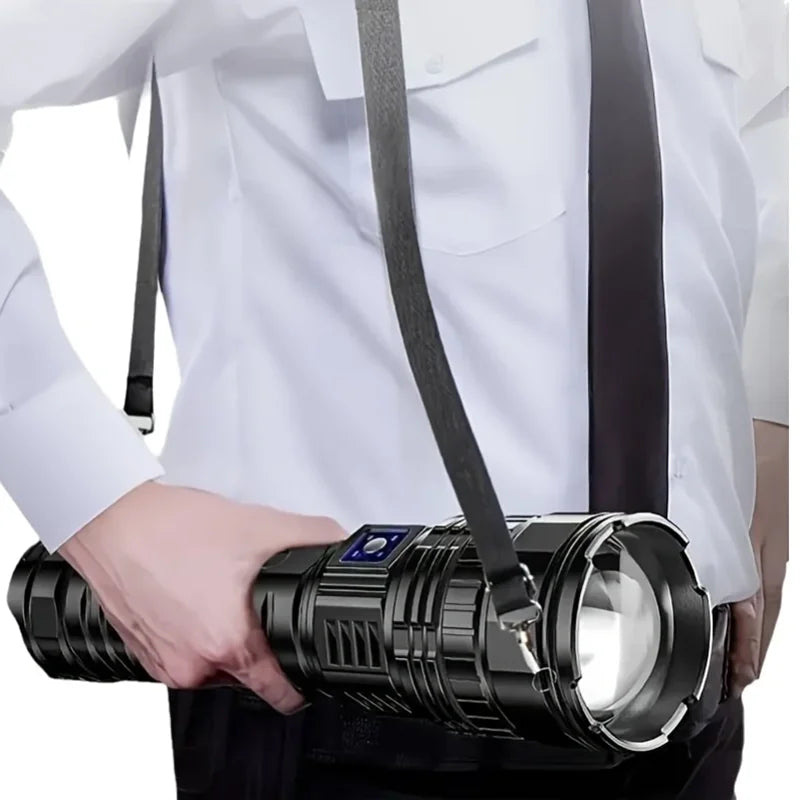 1000W Tactical LED Flashlight – Built-in 15000mAh Battery Emergency Spotlight, 9km Beam, 990,000,000LM Super Bright Torch